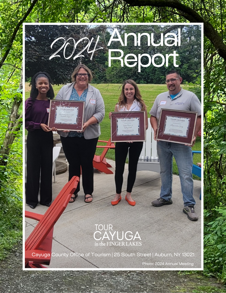 Annual Report cover 2024 showing four partners showing off their awards 