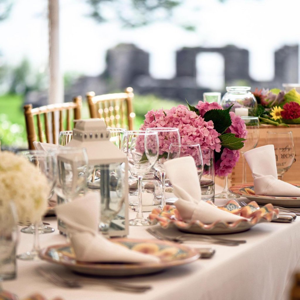 A table setup at the 1833 kitchen, one of Cayuga's many great group dining options.