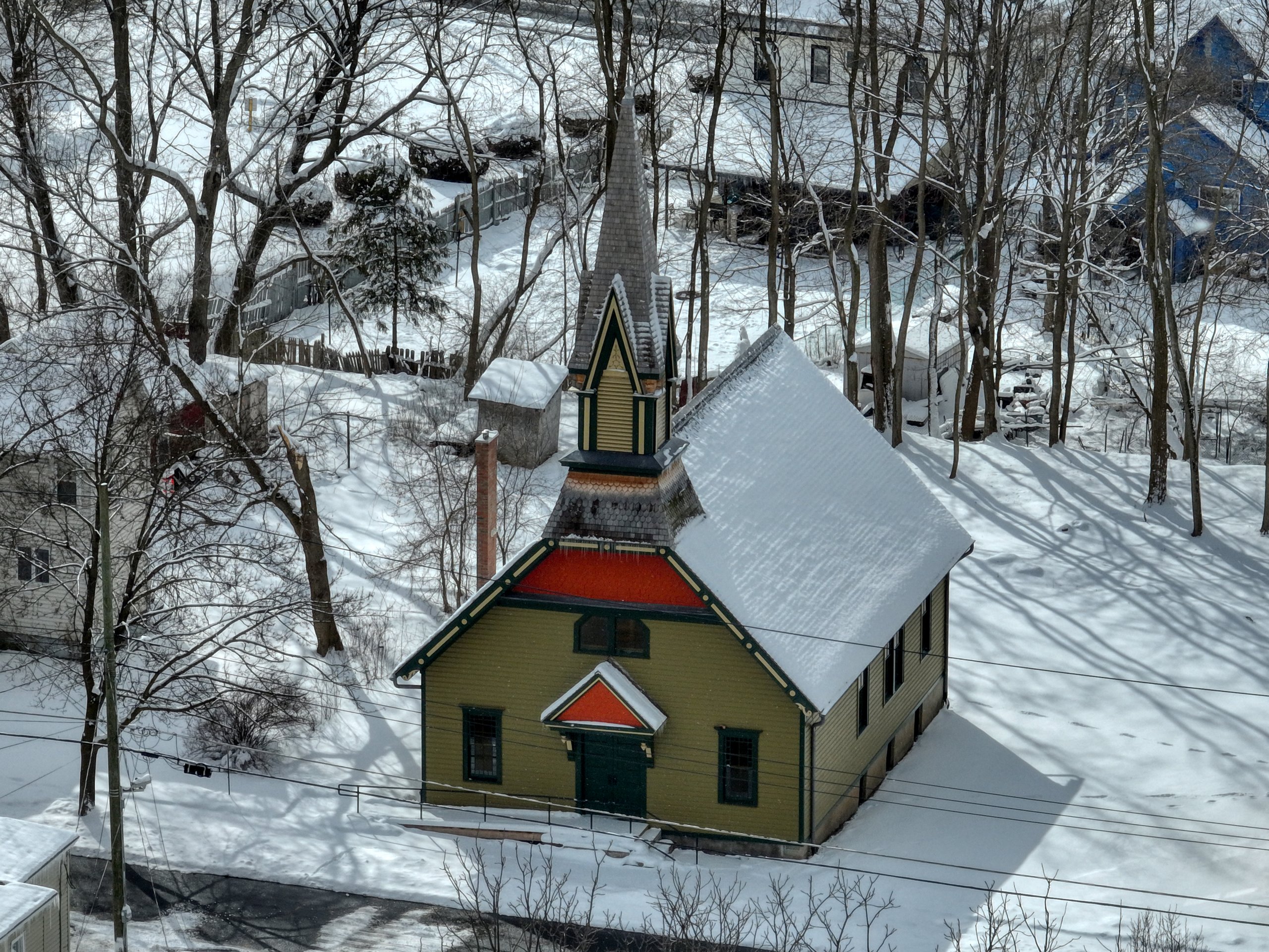 Harriet Tubman National Historical Park, AME Zion Church  in the winter, surround by snow