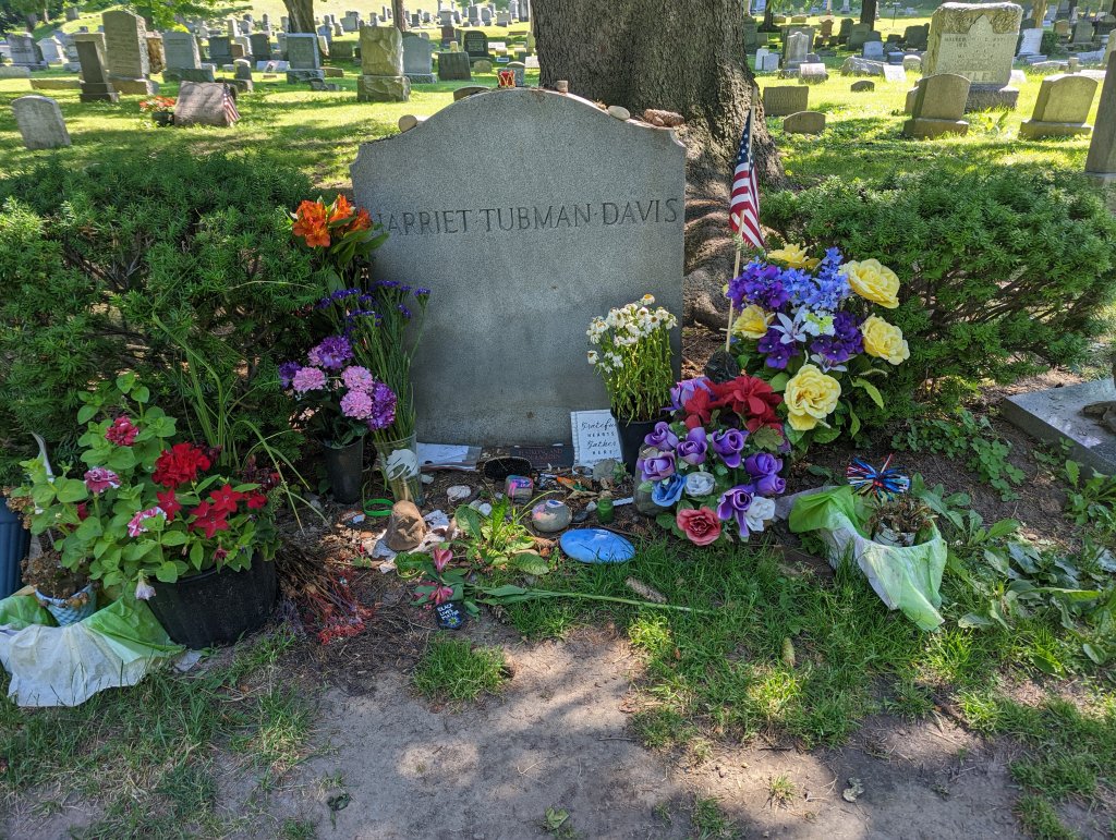 Harriet Tubman's Gravestone in the summer