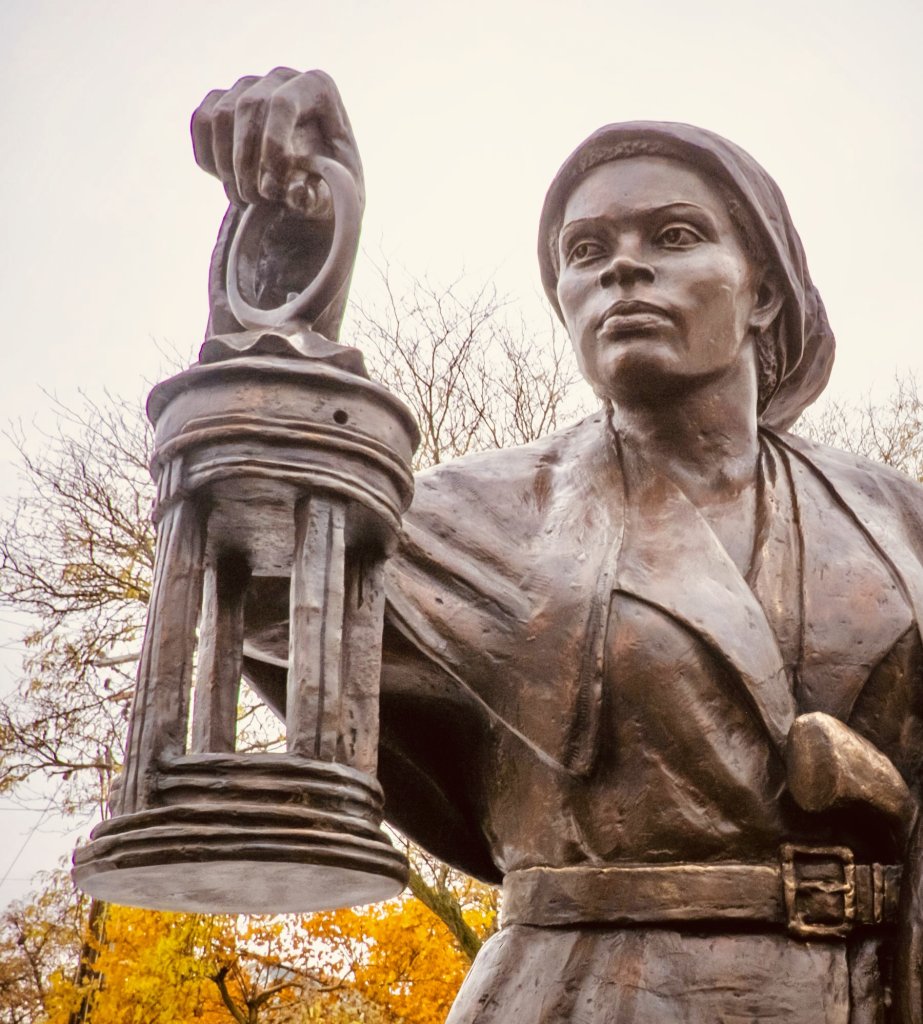 Brass Statue of Harriet Tubman Holding a lantern